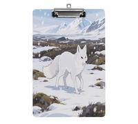 Decorative Acrylic Clipboard Arctic Foxes on The Tundra Printed Clipboard with Low Profile Metal Clip for Office School Teachers Students Standard Letter Size 12.5x8.5 Inch