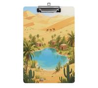 Decorative Acrylic Clipboard Desert Oasis Printed Clipboard with Low Profile Metal Clip for Office School Teachers Students Standard Letter Size 12.5x8.5 Inch