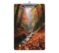 Decorative Acrylic Clipboard Forest Fallen Leaves Printed Clipboard with Low Profile Metal Clip for Office School Teachers Students Standard Letter Size 12.5x8.5 Inch