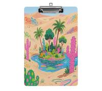 Decorative Acrylic Clipboard Graffiti Oasis Printed Clipboard with Low Profile Metal Clip for Office School Teachers Students Standard Letter Size 12.5x8.5 Inch