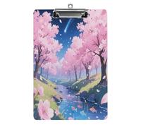 Decorative Acrylic Clipboard Meteor Cherry Blossom Forest Printed Clipboard with Low Profile Metal Clip for Office School Teachers Students Standard Letter Size 12.5x8.5 Inch