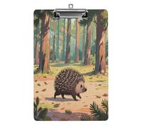 Decorative Acrylic Clipboard Porcupines in The Coniferous Forests Printed Clipboard with Low Profile Metal Clip for Office School Teachers Students Standard Letter Size 12.5x8.5 Inch