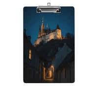 Decorative Acrylic Clipboard Prague Castle Printed Clipboard with Low Profile Metal Clip for Office School Teachers Students Standard Letter Size 12.5x8.5 Inch