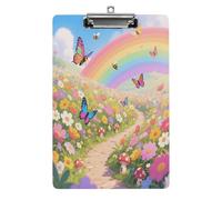 Decorative Acrylic Clipboard Rainbow Flower Sea Printed Clipboard with Low Profile Metal Clip for Office School Teachers Students Standard Letter Size 12.5x8.5 Inch