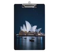 Decorative Acrylic Clipboard Sydney Opera House Printed Clipboard with Low Profile Metal Clip for Office School Teachers Students Standard Letter Size 12.5x8.5 Inch