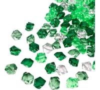Decorative Acrylic Ice Rocks, Clear and Green Mixed Crystals, 200 Pieces Acrylic Crystal Chunks, 11 * 14 mm Geometric Shapes Fake Acrylic Ice Rocks for Party Table Scatter Gems, Wedding Vase Filler