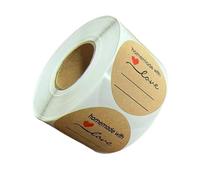 Decorative Adhesive Labels Homemade Love Round Sticker for Gift Wrapping Bulk Craft Projects and Cabinet Organization Paper Adhesive Labels