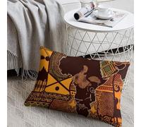 Decorative African Map Ethnic Pattern Lumbar Throw Pillow Covers 8x12 with Hidden Zipper Outdoor Couch Pillow Cases for Sofa Bed Living Room Garden Plush Pillowcase Farmhouse Cushion Case Home Decor
