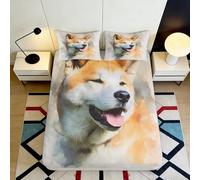 Decorative Akita Dog Fitted Sheet, 3D Printed, Microfiber, Soft Touch, Wrinkle Resistant, Bedroom, Guest Room Bedding, Easy Care, Stylish Room Accent, Bed Sheet, Home Use, Dustproof 90x200x25cm