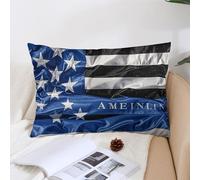 Decorative American Thin Blue Line Flag Lumbar Throw Pillow Covers 12 "x20 " with Hidden Zipper Outdoor Couch Pillow Cases for Sofa Bed Living Room Garden Plush Pillowcase Farmhouse Cushion Case Home