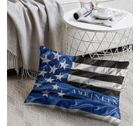 Decorative American Thin Blue Line Flag Lumbar Throw Pillow Covers 8"x12" with Hidden Zipper Outdoor Couch Pillow Cases for Sofa Bed Living Room Garden Plush Pillowcase Farmhouse Cushion Case Home Dec