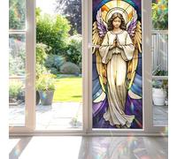 Decorative Angel & Radiant Light Stained Glass Window Film, Angel & Radiant Light Stained Glass Window Film for Bathroom Door Heat Anti UV