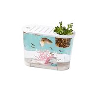 Decorative Aquariums Fish Tank Small Micro Landscape Transparent Large Ecological Home with Lid Desktop Oval can be Planted Aquatic Plants for office(Small)