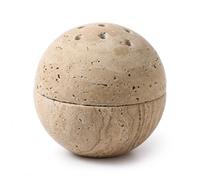 Decorative Aromatic Travertine Sphere, Essential Oil Diffuser with Perforated Design, Off-White, Modern Style (Off-White)