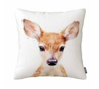 Decorative Art Deer Cute Watercolor Throw Pillow Case Cushion Cover (Deer) 18" X 18" Decor for Sofa Room Cotton Linen