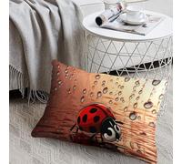 Decorative Art Ladybug Tracks Lumbar Throw Pillow Covers 8x12 with Hidden Zipper Outdoor Couch Pillow Cases for Sofa Bed Living Room Garden Plush Pillowcase Farmhouse Cushion Case Home Decor