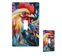 Decorative Art Light Switch Covers Art Colorful Chicken 1 Gang Wall Plate Cover Single Toggle Light Switch Plates Cover Electrica Faceplate For Bedroom Kitchen Home Decor