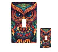 Decorative Art Light Switch Covers Color Owl Pattern 1 Gang Wall Plate Cover Single Toggle Light Switch Plates Cover Electrica Faceplate For Bedroom Kitchen Home Decor