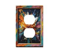 Decorative Art Light Switch Covers,Colorful Bloom,1 Gang Single Duplex Outlet Wall Plate Switchplate Electrical Faceplate