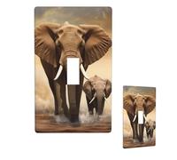 Decorative Art Light Switch Covers Elephant And Baby Elephant 1 Gang Wall Plate Cover Single Toggle Light Switch Plates Cover Electrica Faceplate For Bedroom Kitchen Home Decor