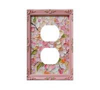 Decorative Art Light Switch Covers,Pink Oil FLower,1 Gang Single Duplex Outlet Wall Plate Switchplate Electrical Faceplate