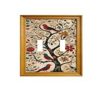 Decorative Art Light Switch Covers Tree birds 2 Gang Double Toggle Wall Plate Decorative Switchcover Electrical Switchplate for Home Decor