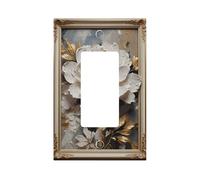 Decorative Art Light Switch Covers,White Oil Flower,1 Gang Rocker Outlet Decorative Switch plate Faceplate GFCI Light Switch Covers