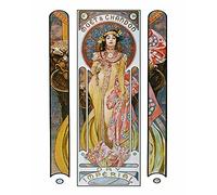 Decorative Art Nouveau Advertisement Reprint: Alphonse Mucha Collection ~ MOET & CHANDON - Red & White Wines (8" 10" Print, Yellow: Dry Imperial)