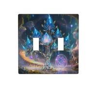 Decorative Art Style Light Switch Cover,Magic Tree Pattern, 2-Gang Double Toggle Wall Plate, Decorative Electrical Switchplate for Home Decoration