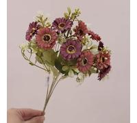 Decorative Artificial Daisy Bouquet Made of Silk Cloth, Suitable for Enhancing Interior Spaces Such as Living Rooms, Dining Tables, and Offices (Red)