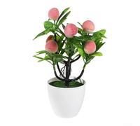 Decorative Artificial Fruit Bonsai Plant Realistic Potted PVC Tree for Living Room Desk Tabletop Event Backdrop Low Maintenance Lifelike Foliage Colorful Home Office Decor Indoor A(peach)