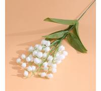 Decorative Artificial Lily of the Valley Bunch with 3 Stems White and Green for Bedroom Living Room Office Hotel Display