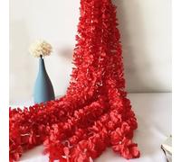 Decorative Artificial Silk Wisteria Flower Vine Hanging Rattan for Weddings Home Parties Hotel and Restaurant Settings 1pc 100cm (Red)