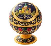 Decorative ashtray - high-end vintage metal ashtray - hand-embossed, with lid to protect against wind, suitable for indoor and outdoor use(Blue1)