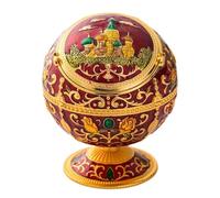 Decorative ashtray - high-end vintage metal ashtray - hand-embossed, with lid to protect against wind, suitable for indoor and outdoor use(Red)