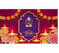 Decorative Backdrop Cloth Ganesha Design Backdrop Curtain Cloth Hanging on Wall for Indian Cultural Traditional Festival Diwali Decorations Background Pooja Home Decor (Size:-96"X60")(Multicolour)