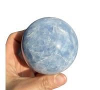 Decorative Ball Celestite Crystal Ball Polished Divination Ball with Wooden Stand Blue Crystals Sphere Home Decoration,7-7.5cm