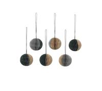 Decorative Ball, Set of 6 Folded Paper, Multicoloured, Size: 5 cm, (India Tan/Deep Forest) (inian tan with deep forest)