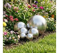Decorative Ball Set Silver Brushed Stainless Steel 201 Ø5/7.5/10/15cm for Garden