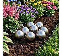 Decorative Ball Silver Ø5 cm Stainless Steel 201 Brushed Garden Accent 8pcs Set