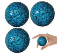 Decorative Balls 3Pcs 2.4 Inch Blue Color Mosaic Glass Balls Unique & Creative Decorative Orbs for Centerpiece Bowls, Vases & More