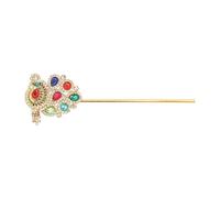 Decorative Bansuri Bansi Decorative Brass God Accessories Laddu Gopal Metal Flute Small Size for Ladoo Gopal Meenakari and Rhinestone Flutes for Indian Traditional Festival Decor (Size:-5")