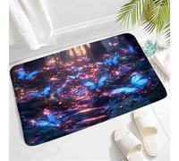 Decorative Bath Mat Butterfly Blue Purple Fairy Tale Wonderland Tropical Plant Garden Spring Dirt Trapper Mat Foot Mat 40×60cm for Kitchen,Bathroom,Toilet