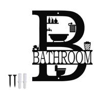 Decorative Bathroom Signs, Metal Bathroom Wall Art with 2 Screws and Screw Sleeves, Funny Toilet Wall Art for Washroom Dorm Hotel and Apartment Decor, Gift for Housewarming (11.81 x 13.78 inch)