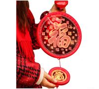 Decorative Battery Powered LED Lantern With Fu Character, Featuring 3D Acrylic Carved Patterns For Hanging On Doors And(F)