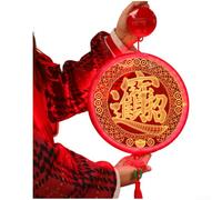 Decorative Battery Powered LED Lantern With Fu Character, Featuring 3D Acrylic Carved Patterns For Hanging On Doors And(E)