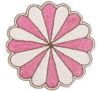 Decorative Beaded Table Mat - 13-Inch Placemat for Dining & Coffee Tables - Handcrafted Beaded Charger Plate - Elegant Place Mat for Dinner Parties & Home Décor (Pink White) - ALPHA Living HOME