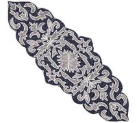 Decorative Beaded Table Runner - 36" Glass Beads & Polyester Table Runner Ideal for Dining, Decoration, Luxury Table Centerpiece for Weddings, Holidays & Modern Home Accents (Blue Silver) - CLEENTABLE