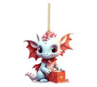 Decorative Beads Christmas Decorations Dinosaur Christmas Tree Cute Dragon Carving Flat The Decoration Of The Ente Festival Inside The Car Vintage Christmas Baubles (D-D, One Size)