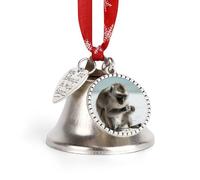 Decorative Bells Monkey on The Ground Printed Christmas Bells Decoration Christmas Tree Bell Decoration with Stainless Steel Love Pendant Suitable for Holiday Decoration and Car Decoration